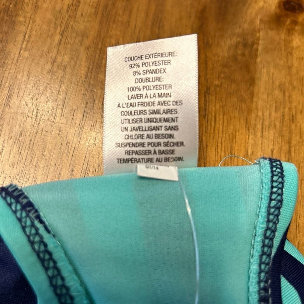 Mossimo Womens Small Striped Indigo Night Isle Green Swim Top - Picture 5 of 6